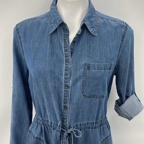 Athleta chambray long sleeve button up dress size small - Picture 3 of 10